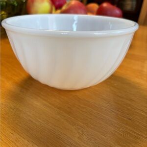 Fire King, Milk Glass, 7" Swirl Bowl, Anchor Hocking, Mixing Bowl, 1950s